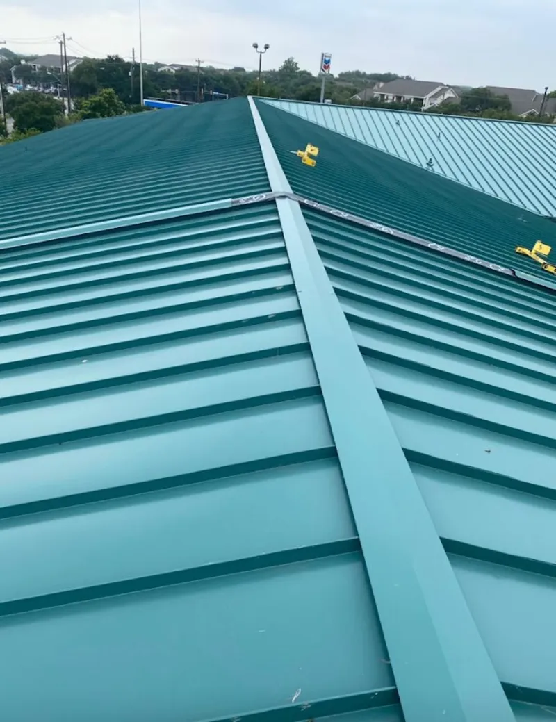 Green commercial metal roof ridge and valley for Metal Roof Repair in Lansdale
